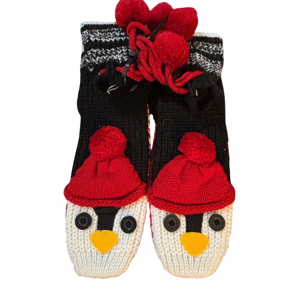 Nick & Nora Penguin Knit Slipper Socks Adult One Size Cozy Winter House Shoes